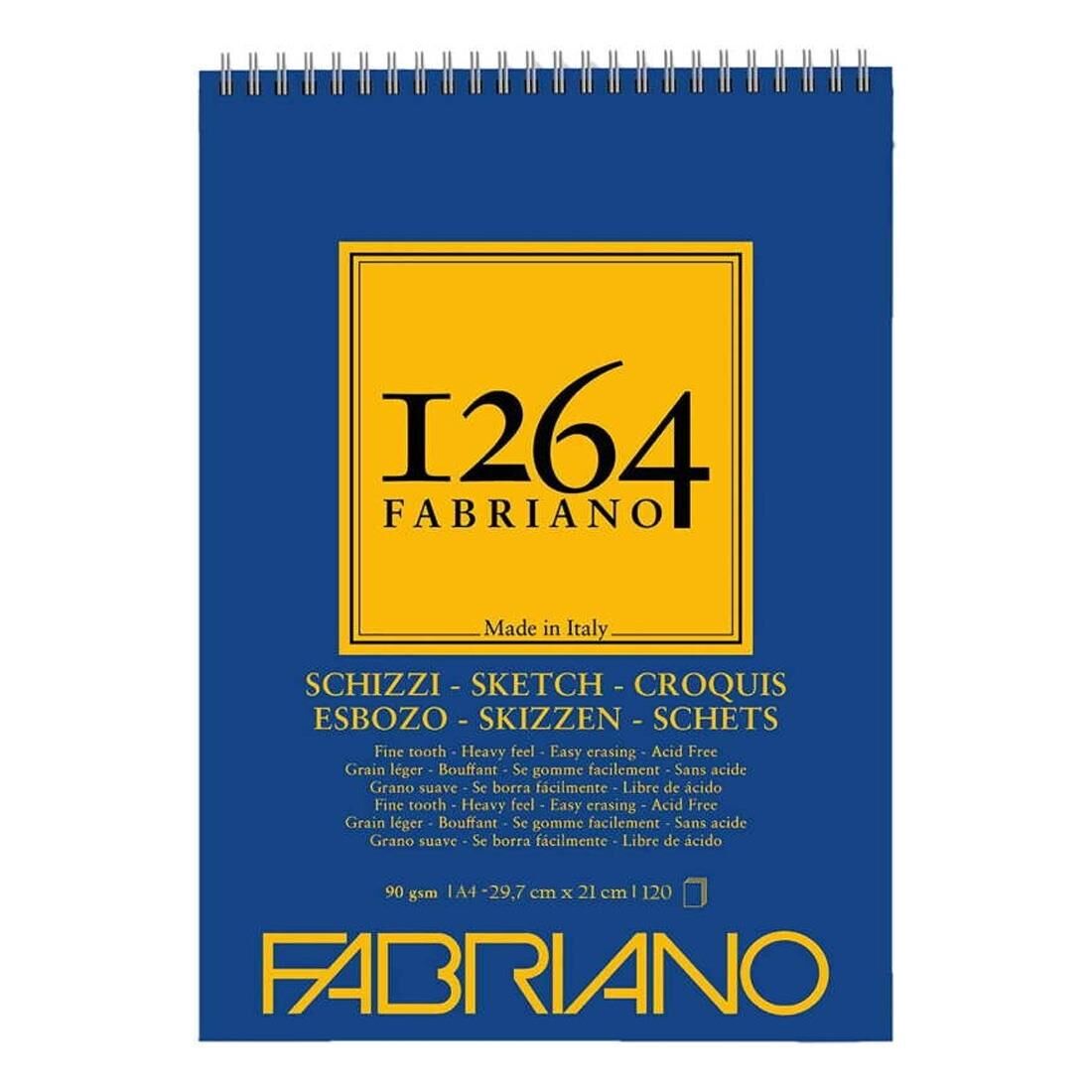 FABRIANO 1264 SCHIZZI A4 - 90 GR - F-1264 ESKİZ DEFTERİ - ÜST SPİRALLİ - MİKROPERFORELİ